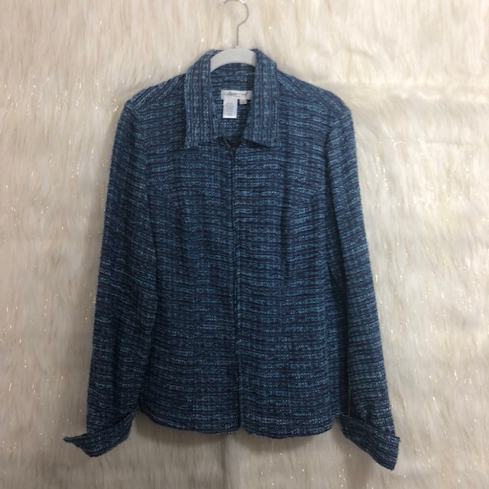 Coldwater Creek Boucle zip Jacket Blue/Lavender